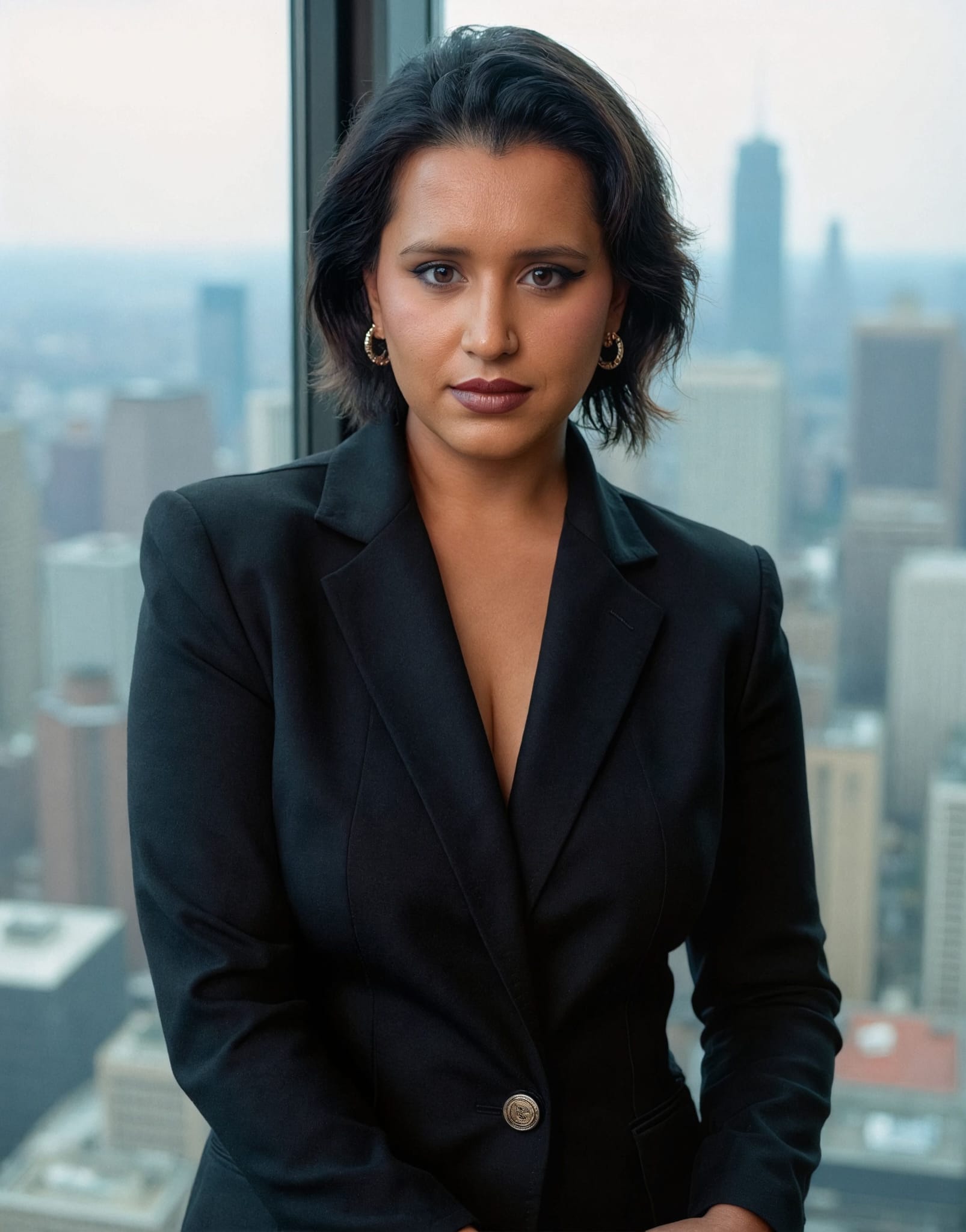 Nishita poses in front of a window